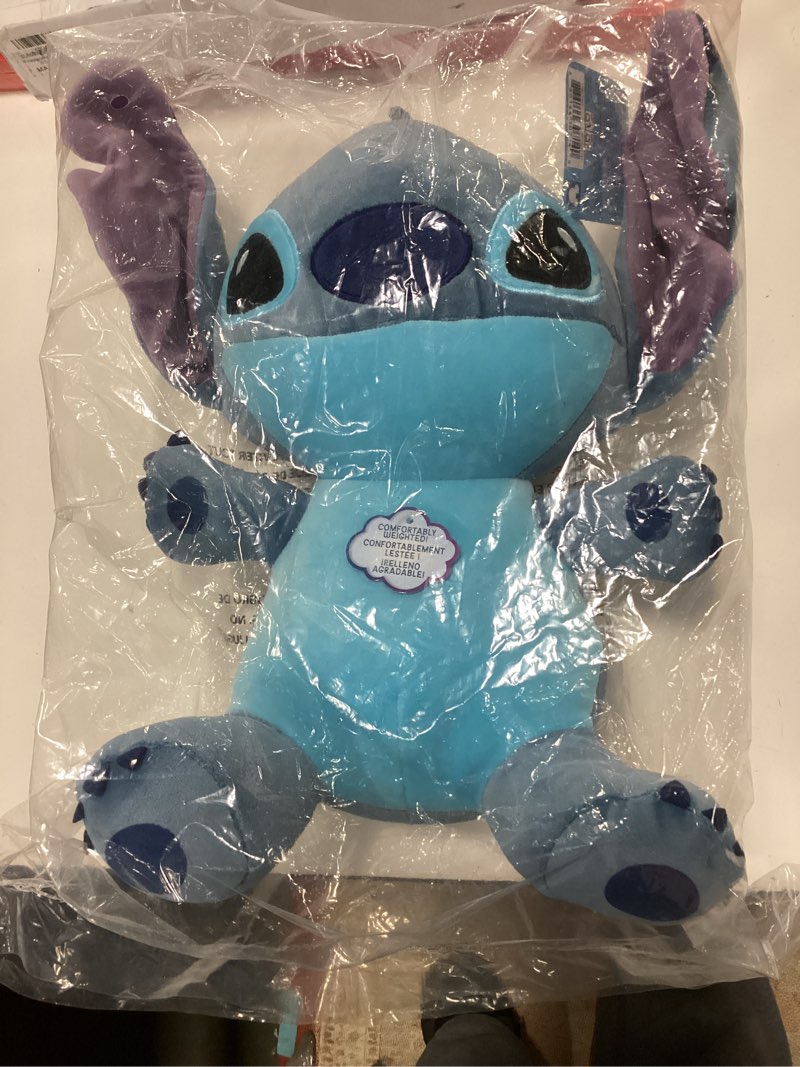 Condition photo showing New/Like New for Disney Classics 14-inch Stitch, Comfort Weighted Plush, by Just Play