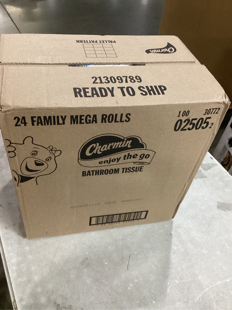 Condition photo showing New/Like New for charmin ultra soft cushiony touch toilet paper, 24 family mega = 123 regular rolls, white family mega 24 rolls (267 sheets)