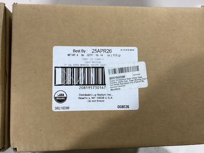 Condition photo showing New/Like New for HAPPYTOT Organics Stage 4 Baby Food Pouches, Gluten Free, Super Morning Fruit & Oat Variety Pack Blend 4 Oz (Pack of 16), Amazon Exclusive Flavor Variety Pack Pack of 16