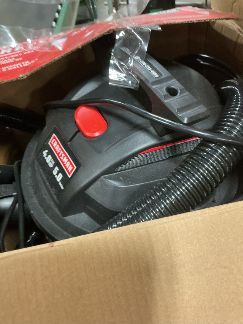 Condition photo showing As Is for CRAFTSMAN 5 GALLON 4HP CORDED WET DRY VACUUM WITH ACCESSORIES 