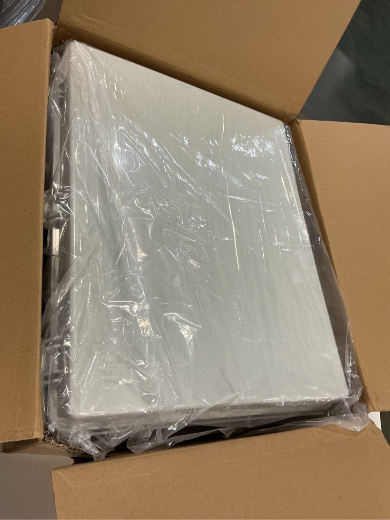 Condition photo showing New/Like New for Waterproof Outdoor IP67 Junction Box(20.1"x16.1"x7.9") with Mounting Plate, Hinged Grey Cover and Wall Brackets - Weatherproof ABS Plastic Electrical Enclosure for DIY Projects(510x410x200mm) 20.1"x16.1"x7.9" Grey Cover