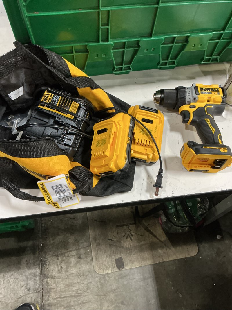 Condition photo showing Good Condition for dewalt drill set 20v max xr, 1/2 in. brushless cordless drill driver kit with 5ah powerstack battery and charger, led light, dual speed (dcd801h1)