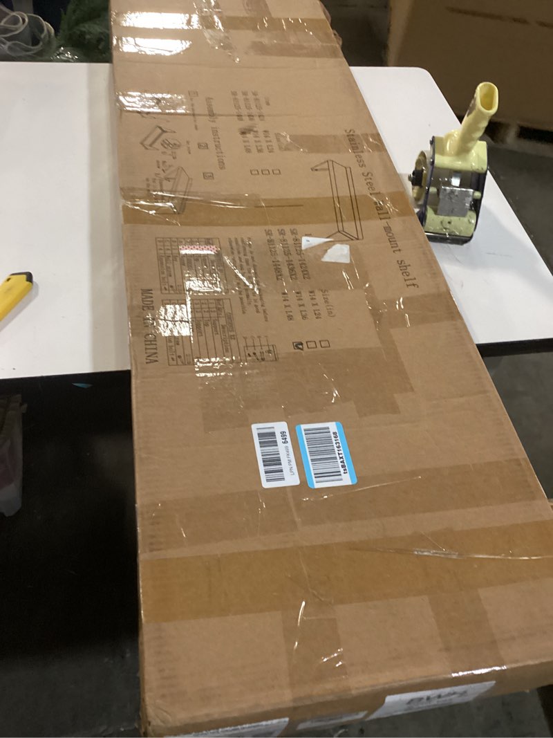 Condition photo showing Good Condition for Stainless Steel Shelf 12" x 24" - 2 Pack 250 lb Wall Mounted Commercial Stainless Steel Shelves Metal Shelving for Restaurant, Bar, Utility Room, Kitchen and Garage 2 Piece Set 12 x 24 Inch