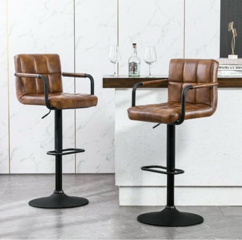 furniliving 30  height adjustable swivel bar stools armrest back support leather kitchen count