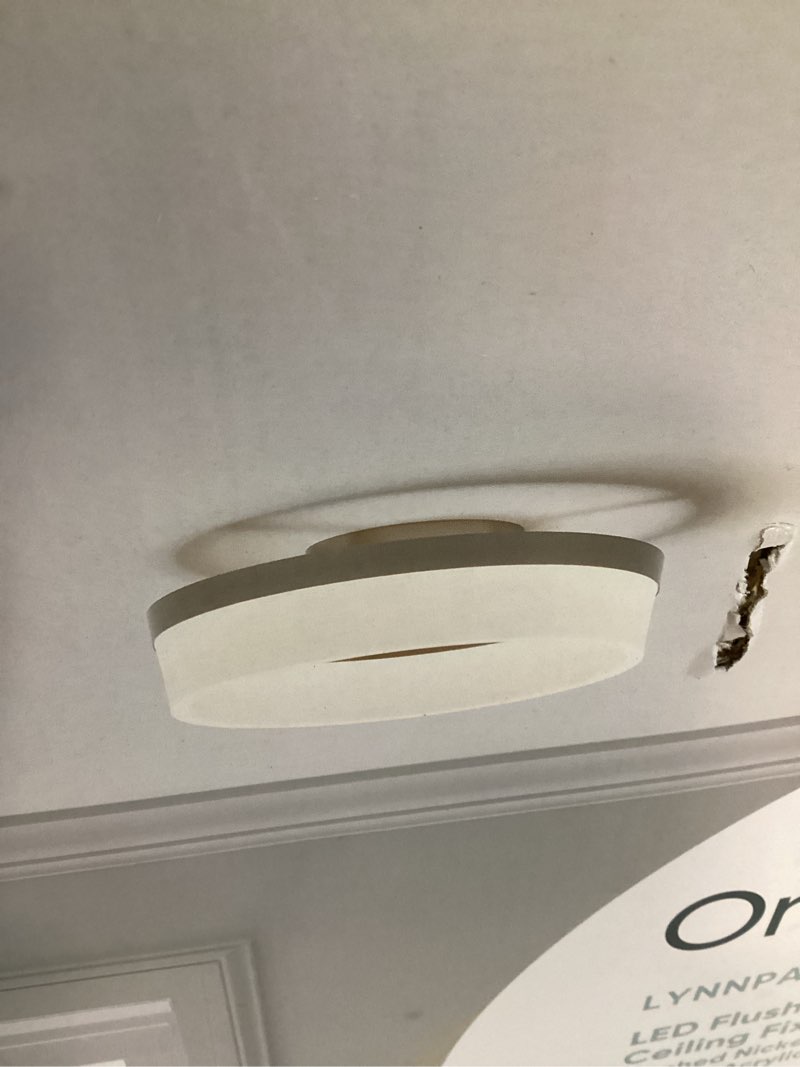 Style Selections Lynnpark 11.95-in W Brushed Nickel Integrated Led Ceiling Flush Mount Light