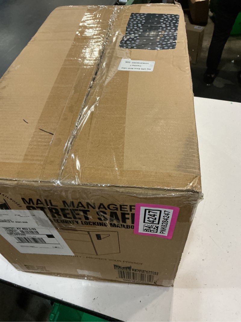 Condition photo showing New/Like New for mail boss 7526 mail manager street safe locking security mailbox, black black rear locking