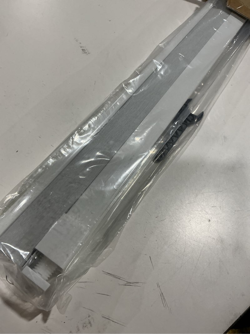 Condition photo showing As Is for LazBlinds Cordless Cellular Shades, No Tools No Drill Blackout Honeycomb Shades Pleated Blinds for Windows, 17'' W x 36'' H, Silver White Blackout-silver White 17'' W x 36'' H