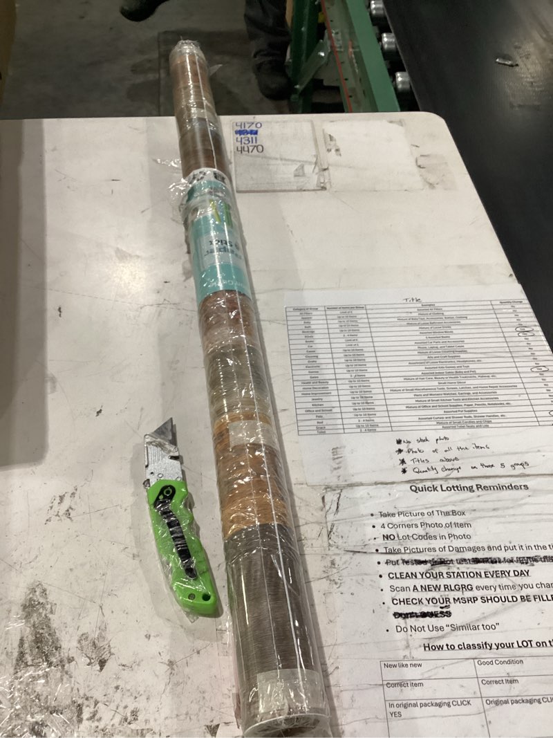 Condition photo showing New/Like New for 32''x118'' large size brown wood shiplap peel and stick wallpaper wood look contact paper for countertops waterproof self adhesive wood panel wall paper wood grain vinyl wrap for cabinets 32" x 118" brown