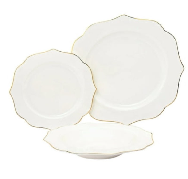 Godinger Dinnerware Set with Kitchen Dinner Plate, Salad Plate and Bowl, Service for 
