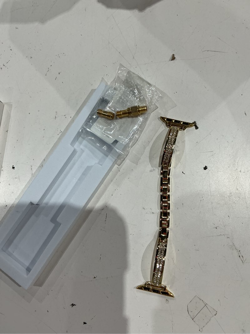Condition photo showing New/Like New for adorve slim gold bands compatible with apple watch bands for women 38mm 40mm 41mm 42mm 44mm 45mm 46mm, cute dressy thin bracelet stainless steel metal strap for iwatch bands series 11 10 9 8 7 6 5 4 3 se gold 38mm/40mm/41mm/42mm(series 11 10)