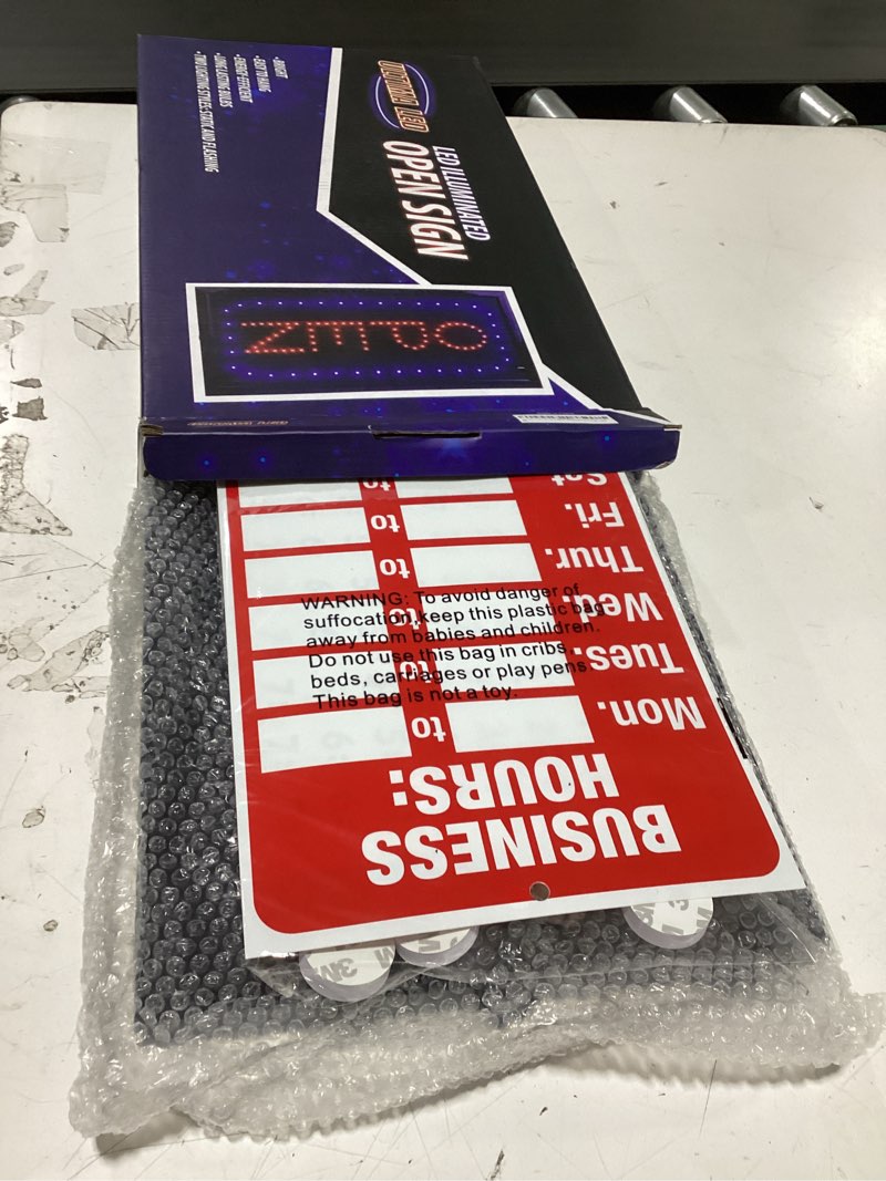 Condition photo showing Good Condition for neon open sign for business: vertical led sign with flashing mode for stores - includes business hours and open & closed signs model 5 17" x 10"
