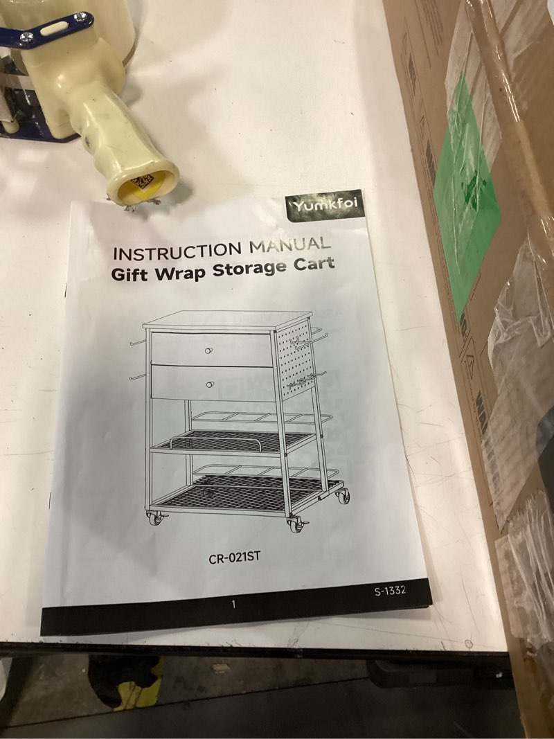 Condition photo showing Good Condition for Yum Kori Wrapping Paper Storage Cart, Rolling Gift Wrap Station with Ribbon and Gift Bag Storage, Wrapping Paper Organizer Holder, Craft Organizers and Storage for Christmas