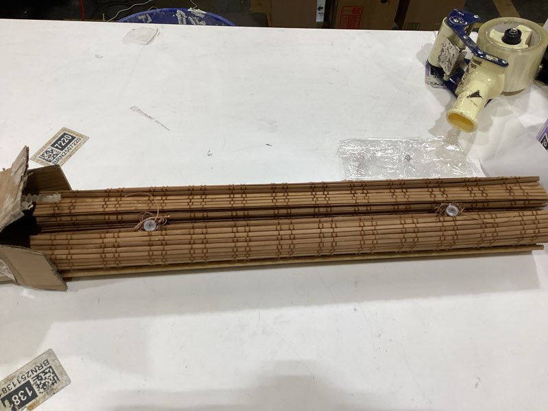 Condition photo showing Good Condition for LazBlinds No Tools No Drill Cordless Bamboo Roman Shades, Light Filtering Window Treatment, Roll Up Bamboo Blinds for Windows 25'' W x 48'' H, Ceylon Light Russet Light Filtering-ceylon Light Russet 25" W x 48" H