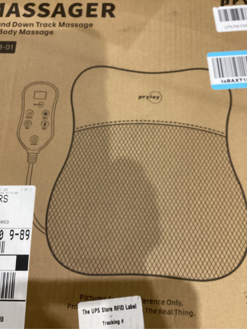 Condition photo showing New/Like New for pryfey Back Massager, Rolling Up and Down Back Massager with Heat, Back Massage 4D Kneading for Pain Relief Deep Tissue, Ultrathin Shoulder Massager Gift for Women Men Parents Christmas, Khaki