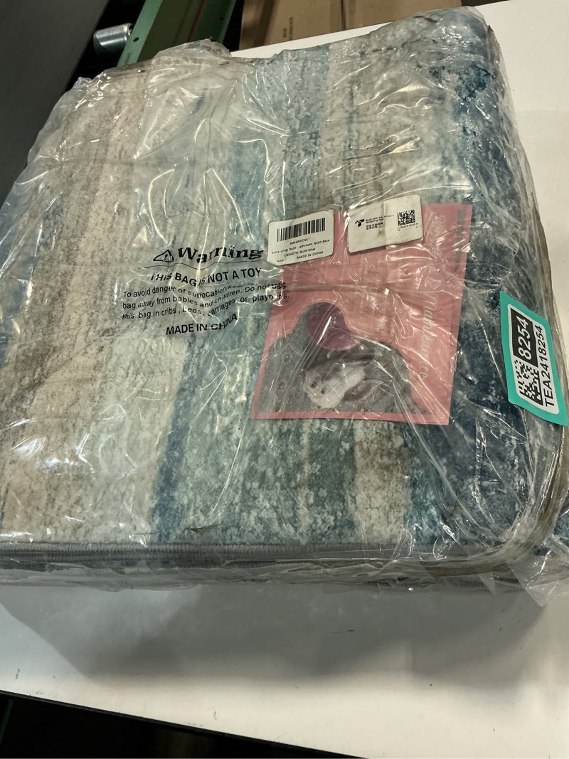 Condition photo showing Good Condition for Extra Long 3x20 Runner Rug - Washable Hallway Rug with Non Slip Rubber Backing for Entryway Kitchen Dining Room Low Pile Carpet Indoor Modern Abstract Home Decor Floor Mat for Hall Bathroom 3x20 Blue 3' x 20' (Runner) Blue