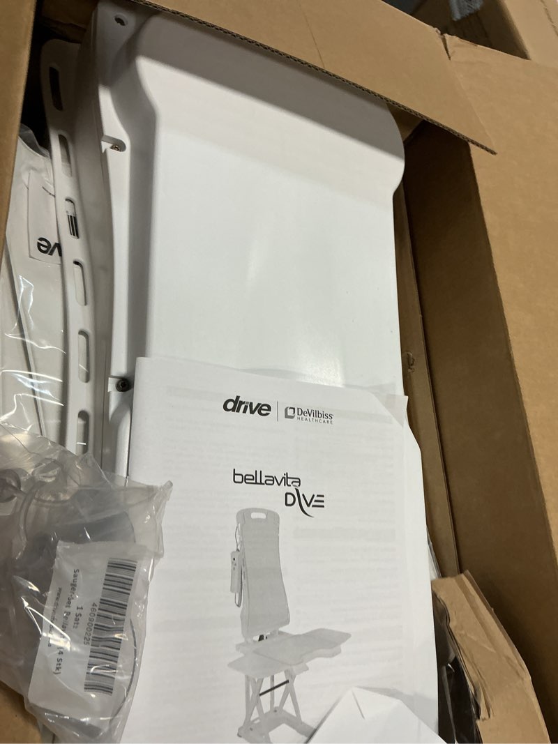 Condition photo showing Good Condition for Drive Medical Bellavita Dive Bath Lift Chair, Reclining Electric Auto Bath Lifter & Tub Chair Lift, Bathtub Seat Transfer Chair with Open Seat Design, White