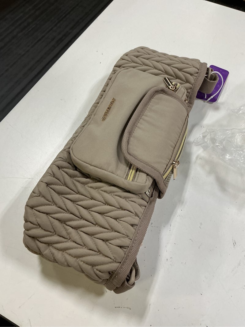 Condition photo showing Good Condition for mommore stroller organizer with insulated cup holders, adjustable stroller caddy with detachable phone bag, stroller accessories fits for uppababy, doona, jogger, britax(light cafe)