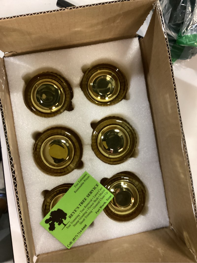 Condition photo showing New/Like New for Gold Mercury Glass Votive Candle Holders Set of 6, Wedding Party Candlestick, Elegant Table Centerpiece Candles,Gold Tealight Candle Holders Set, Festive Holiday Home Decor