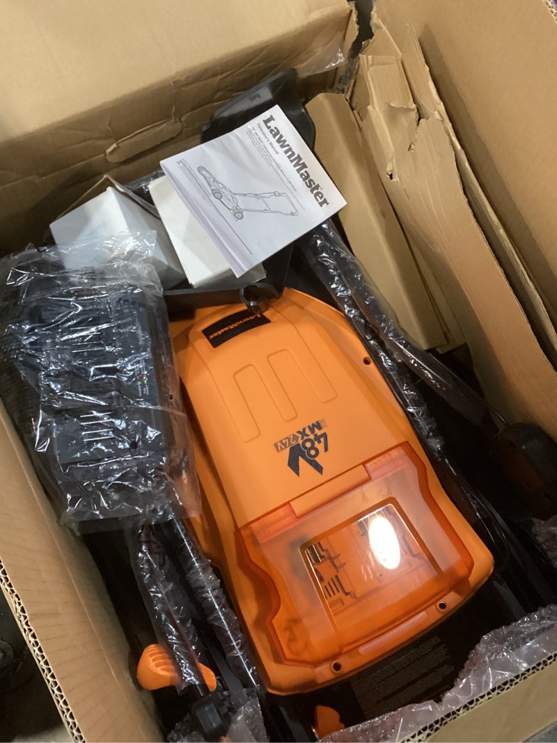 Condition photo showing Good Condition for lawnmaster 48v max electric lawn mower, 19-inch brushless cordless lawn mower with 2x24v max 4.0ah battery and a dual charger-clmf4819a