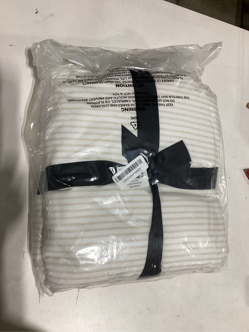 Condition photo showing Good Condition for lush decor ticking stripe bedspread full size 3 piece set wheat - ruffle bedding set full bedspreads - kids bedding - farmhouse & coquette decor wheat full