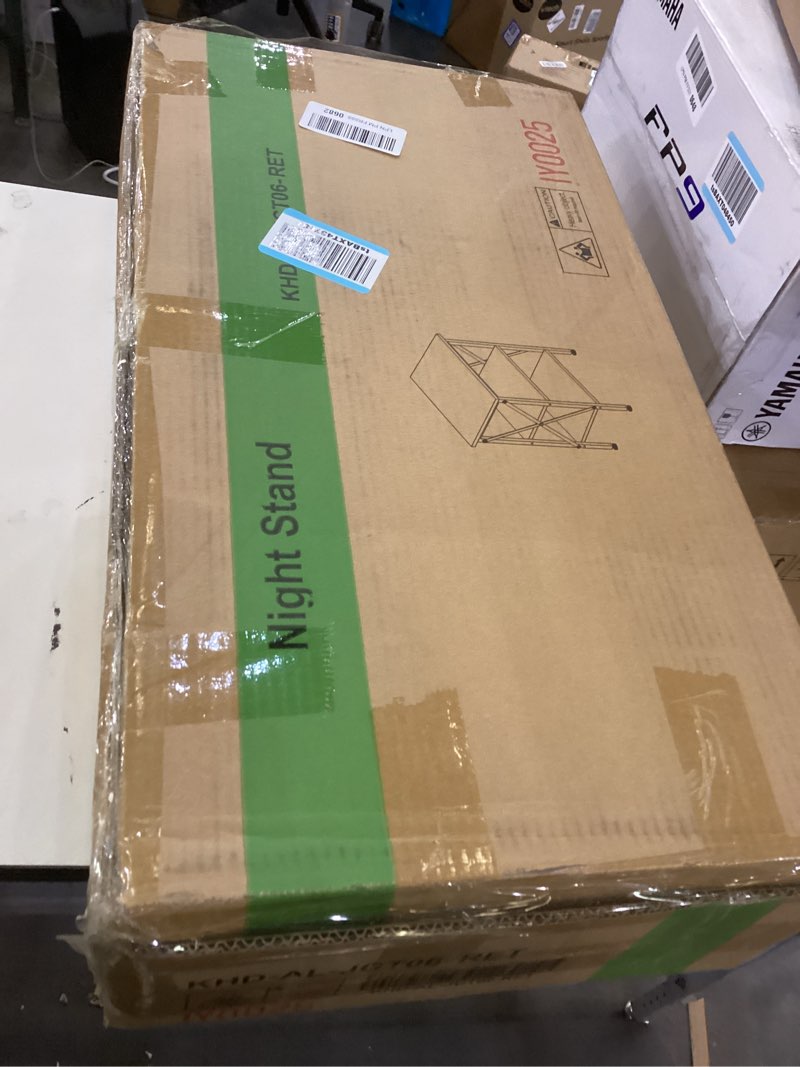 Condition photo showing New/Like New for VECELO End Table, 24" Tall Living Room Side Tables, X-Design Reinforced Bedside Table, Nightstands with 3-Tier Storage Shelves for Small Spaces, Office, Bathroom, Bedroom, Retro Brown, 1 Pack Retro Brown 1-Pack