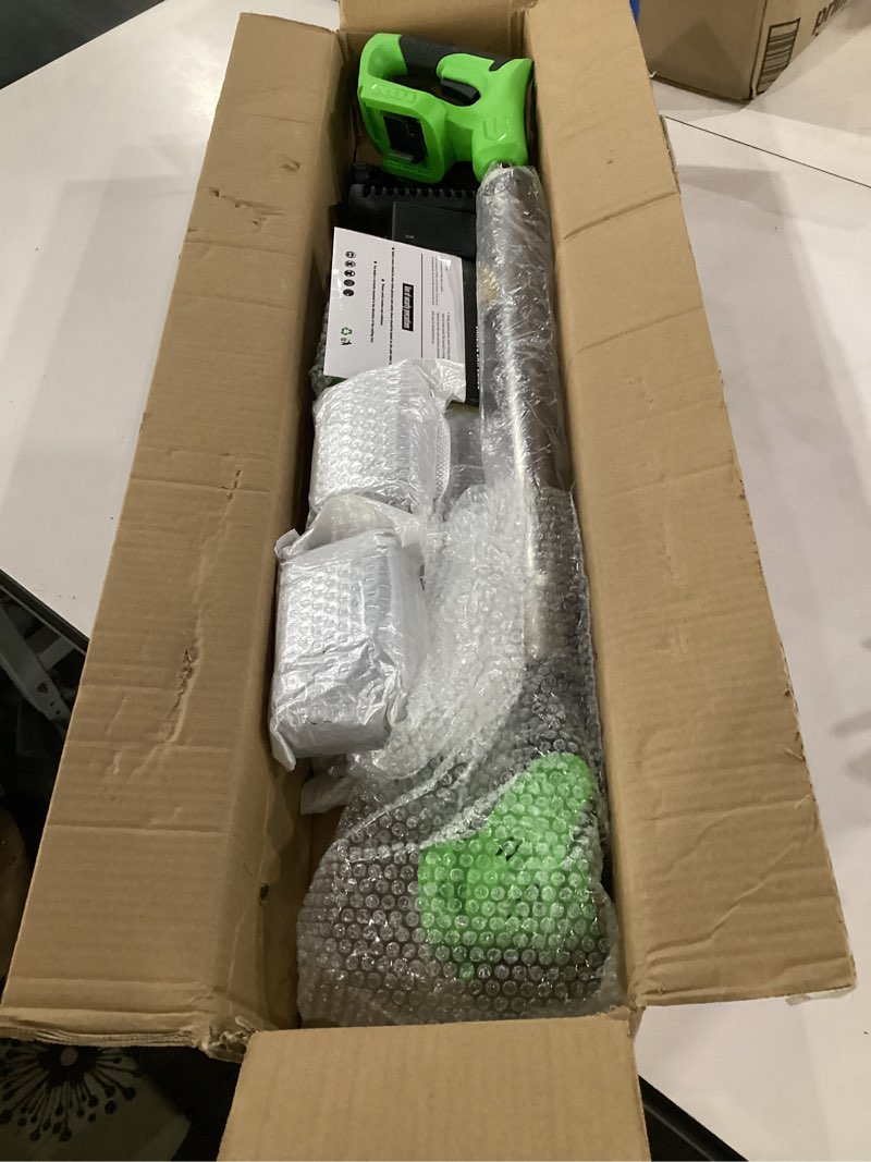 Condition photo showing Good Condition for not tested**** electric weed wacker cordless with wheels,21v battery powered weed wacker 3-in-1 grass trimmer/brush cutter/edger, 2pcs batteries&4 types blades, lightweight, low noise for thick weeds&yard garden green
