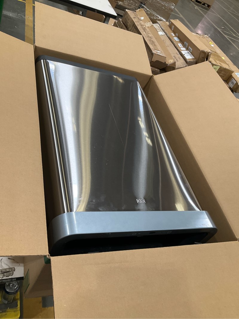 Condition photo showing As Is for eko mirage x 80 liter / 21.1 gallons motion sensor trash can, automatic large kitchen trash can touchless, stainless steel mirage 80l - stainless steel