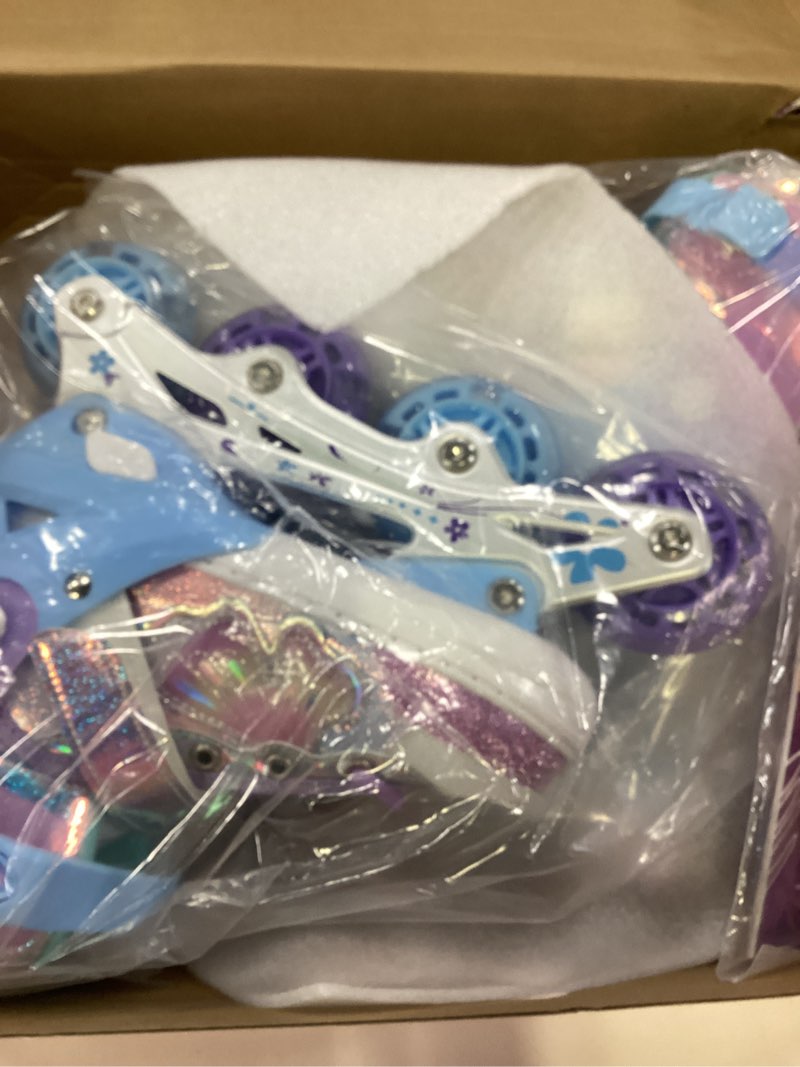 Condition photo showing Good Condition for nattork girls inline skates for kids boys, 4 sizes adjustable butterfly blades skates with all light up wheels - birthday gift for indoor outdoor sports purple medium(1-4us)