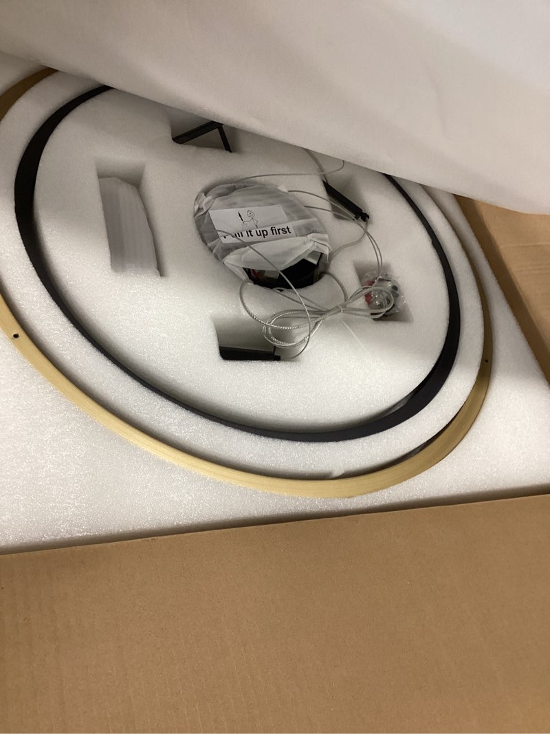 Condition photo showing Good Condition for Modern LED Chandelier Black Gold Dimmable Circular LED Pendant Light with Remote Ring Chandelier Dining Room Light Fixtures for Kitchen Island Living Room Entryway, D23.6 2 Rings 23.6 inches Black Gold