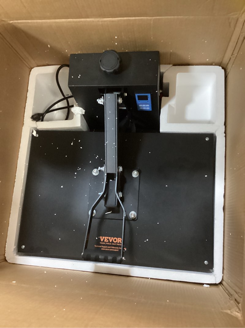 Condition photo showing Good Condition for VEVOR Heat Press 16x24, 1700W Power Heat Press Machine, Fast Heating, High Pressure Heat Press Machine for T-Shirt, Digital Industrial Sublimation Printer for Heat Transfer Vinyl, Easy to Use, Black 16x24-Black