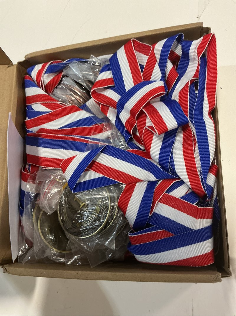 Condition photo showing Good Condition for roundfunny award medals 1st 2nd 3rd place medals metal winner trophy awards gold silver bronze prizes for sports competitions party, 2 inches classic color 48