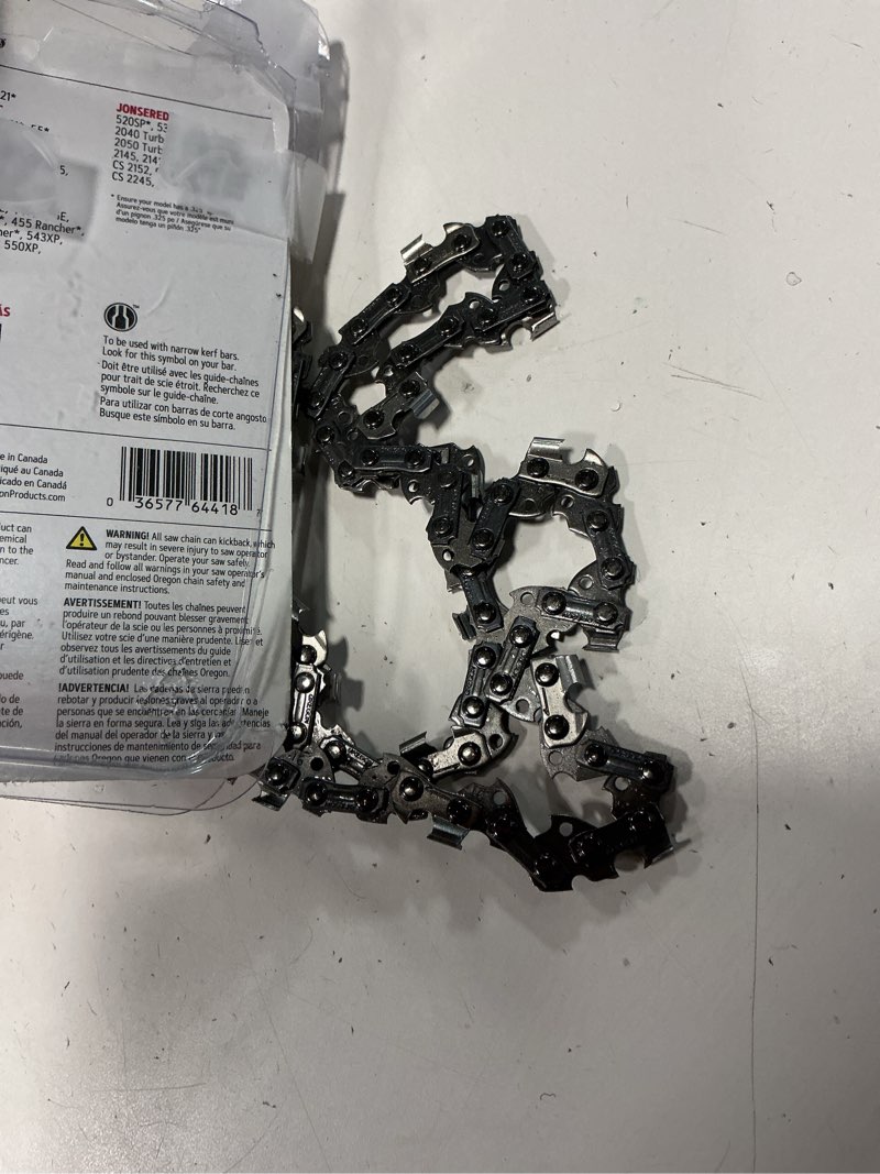 Condition photo showing As Is for m72 chainsaw chain for 18 in. bar, fits echo, husqvarna, dolmar, jonsered, craftsman, makita and others
