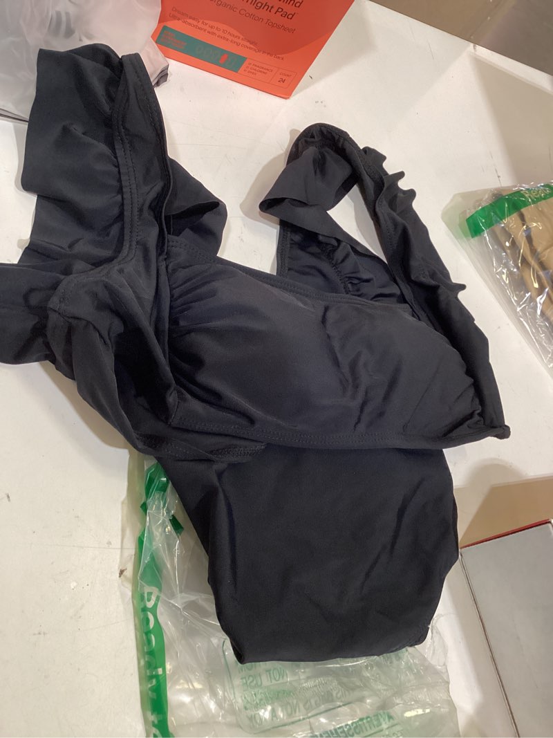 Condition photo showing Good Condition for oyoangle women's 2 piece maternity bikini sets square neck high waist swimsuit summer casual bathing suit small black