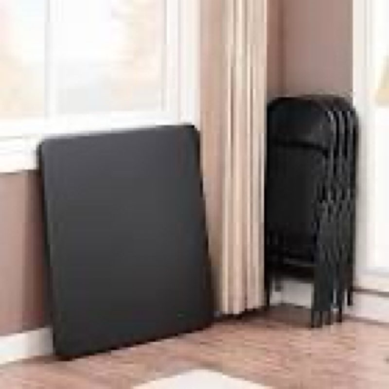 VECELO Folding Card Table and Chair Set of 5 Portable with Padded Tabletop, No Assembly Required, Bl