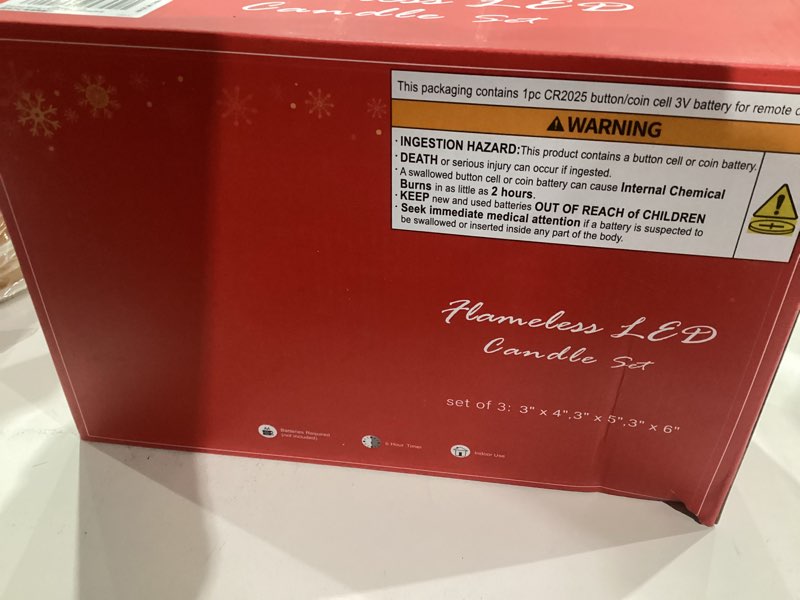 Condition photo showing New/Like New for Flameless Candles with Red Green Beads String Lights - Real Wax Christmas Decor Battery Operated Candles with Remote & Timer- Home Party Bedroom Holiday Valentine's Day Decorations - Set of 3