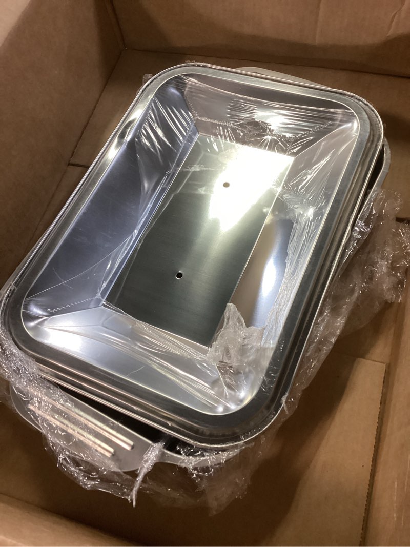 Condition photo showing Good Condition for stainless steel rectangular deep roasting paella pan with lid,stainless steel skillet pan with dual handles,rying pan for fast & even heating, for camping, parties,flat bottom