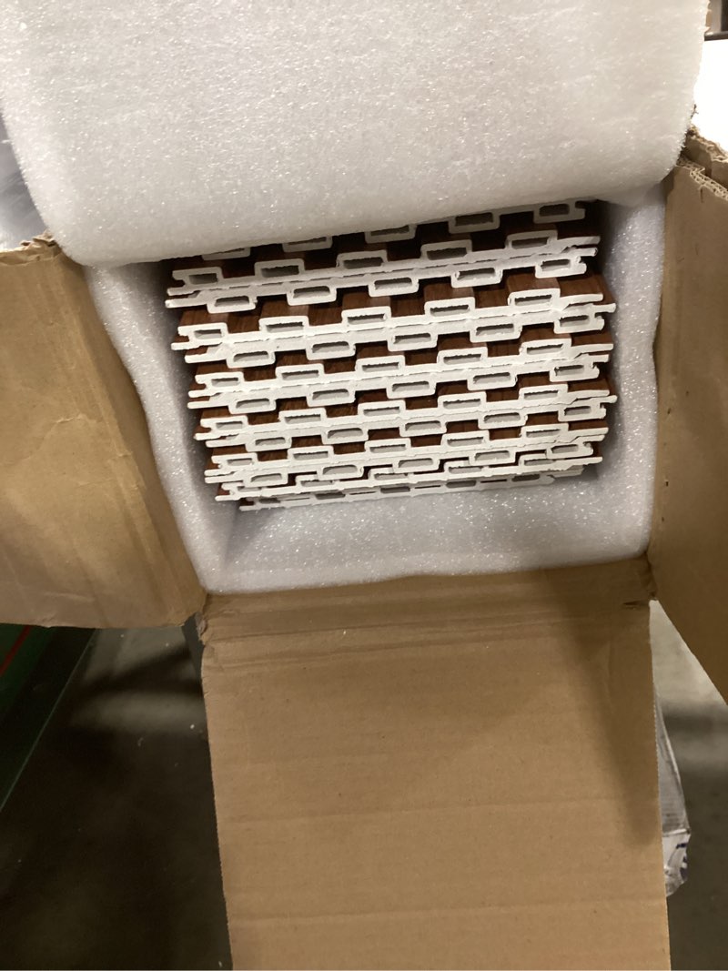 Condition photo showing Good Condition for Art3d WPC Wainscoting Panels, 16-Pack 48 x 6 Inch 3D Wall Accents for Interior Wall Decor, Living Room, Bedroom, Teak 48" * 6" Teak 16