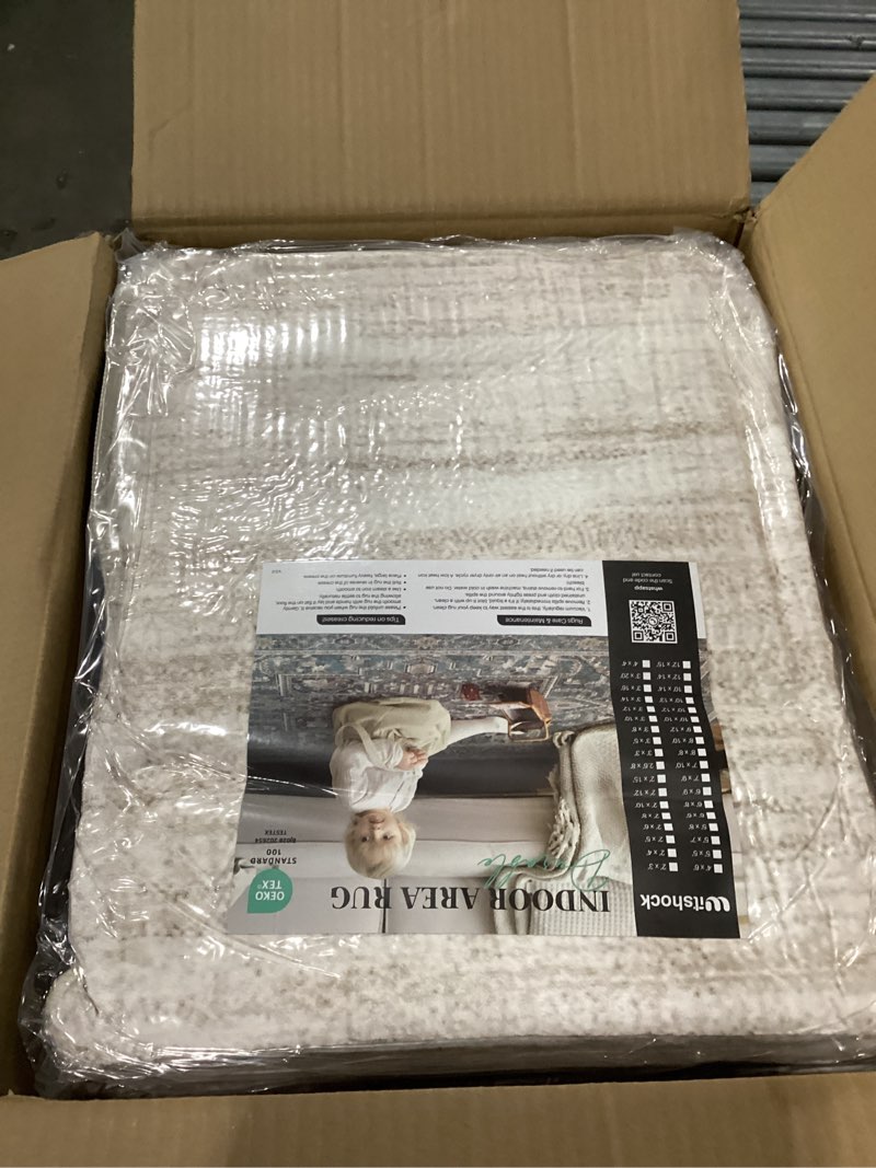 Condition photo showing New/Like New for witshock 9x12 area rug, washable rugs for living room, large rug thin carpet non slip stain resistant soft carpets, modern wave striped rugs for bedroom dining room office kitchen nursery, beige 9' x 12' (rectangular) beige