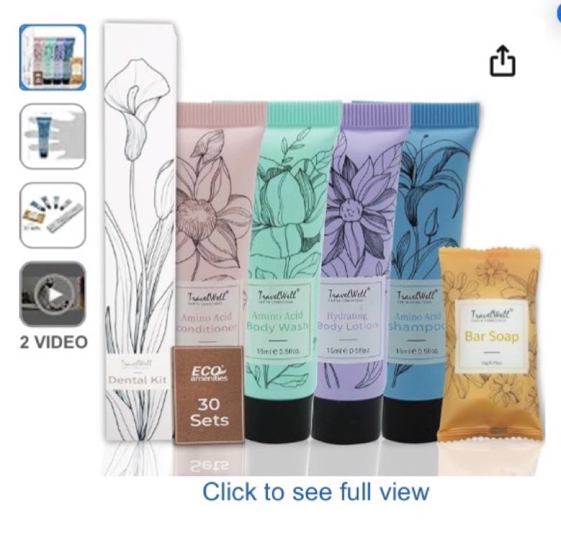 travelwell amenities kit bulk - 180-piece set, individually wrapped - hotel & vacation rental guest bathroom essentials featuring shampoo & conditioner bulk, soap bars, lotion & body wash