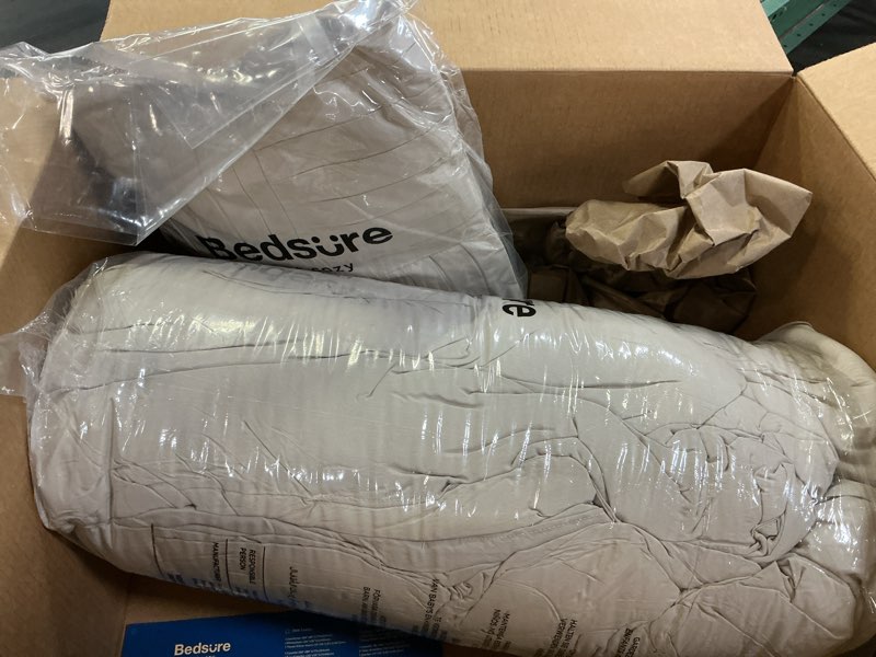 Condition photo showing As Is for (incomplete )cozylux queen comforter set oatmeal seersucker 7 pieces bed in a bag queen comforter set with sheets luxury soft bedding set with down alternative comforter, sheets, pillowcases & shams for all season oatmeal queen