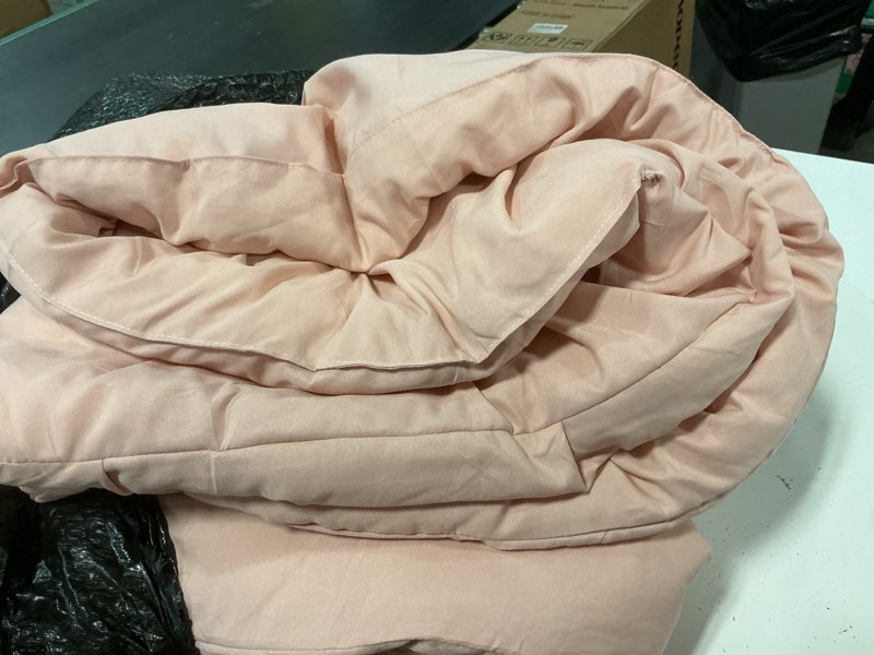 Condition photo showing As Is for bedelite dusty pink queen comforter set - 3 pieces boho pintuck bedding comforter sets, lightweight soft & warm bed comforter queen with 2 pillowcases for all season dusty pink queen(88"x88")
