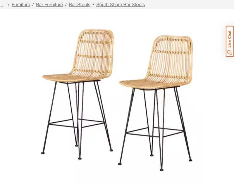 Balka Rattan 25 in. Rattan with Black Metal Frame Counter Stool, Set of 2,