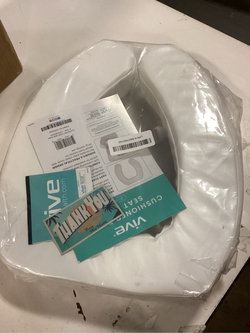 Condition photo showing Good Condition for Vive Toilet Seat Cushion (Soft Cushioned Foam) - Easy Clean Soft Padded Bathroom Attachment - Elongated, Standard Seats - Comfort & Support Donut for Handicap Adults 2" Cushioned Foam White