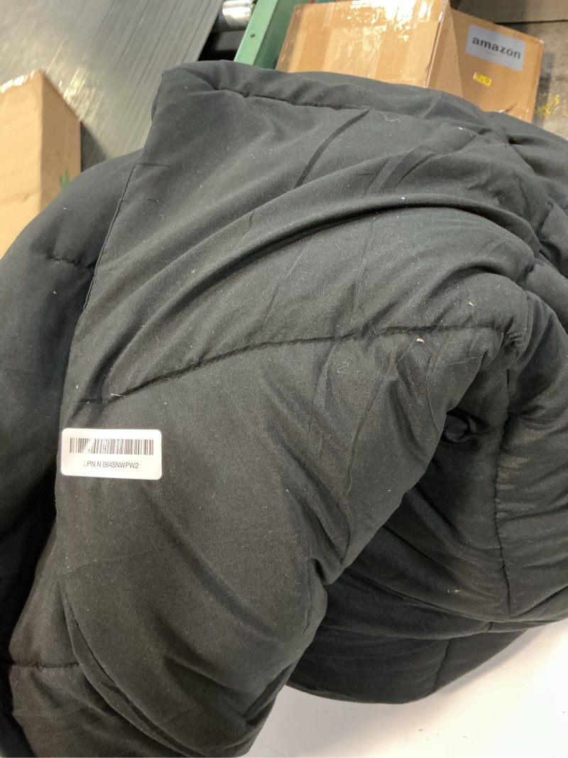 Condition photo showing As Is for hyleory all season full size bed comforter - cooling down alternative quilted duvet insert with corner tabs - winter warm - machine washable - black full?82*86? black