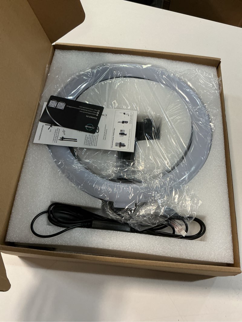 Condition photo showing New/Like New for Overhead Phone Camera Mount for Desk Tripod - 10" Ring Light with Stand - Solid Ring Light with Clamp for Artist Drawing, Video Recording,CRI >95