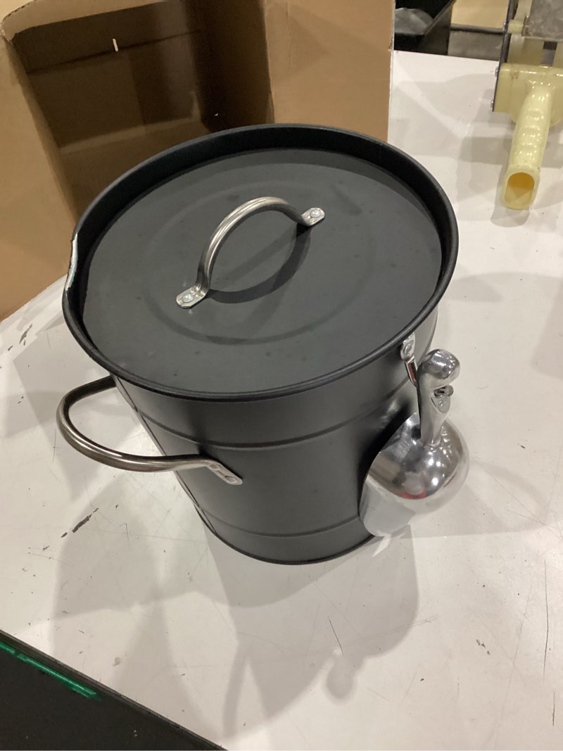 Condition photo showing As Is for youeon 4l ice bucket with scoop and lid, double walled insulated wine bucket chiller with carry handles, beverage tub for cocktail party, camping, bbq, indoor & outdoor use, black