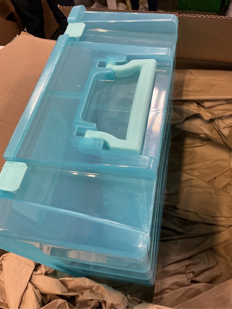 Condition photo showing As Is for ArtBin 6990AA Super Satchel Double Deep Compartment Box - Art Storage with 8 Removable Compartments, Smart Closure for Craft Supplies (Aqua Mist- Pack of 1) Aqua Mist Pack of 1