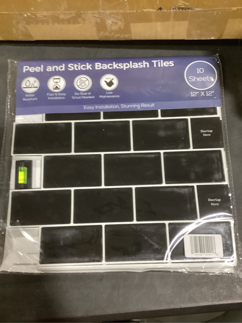 Condition photo showing New/Like New for Peel and stick backsplash tile for kitchen wall, 12”x12” stick on backsplash 10 sheet pack stick on tiles 3d glass tile look