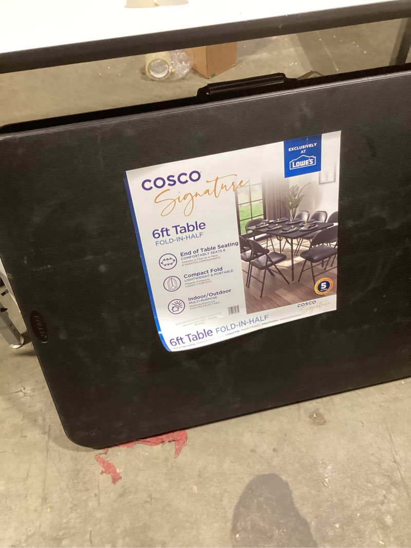 Cosco 2.5-ft x 6-ft Fold-in-Half Indoor or outdoor Rectangle Resin Black Folding banquet table 8 -Person