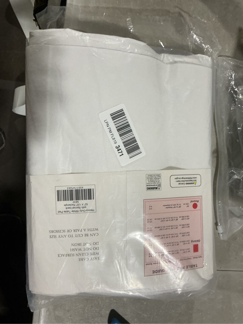 Condition photo showing Good Condition for yourtablecloth deluxe cushioned heavy duty table pad with flannel backing 52" x 120"rectangle white 120" x 52" white